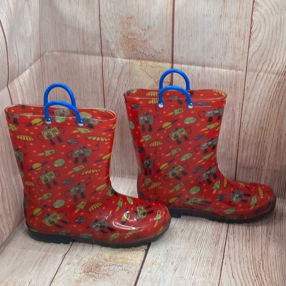 Lilly Of New York Rain Boots Light Up Robots and Outer Space Design Sz 3